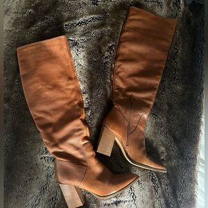 Steve Madden Essential Cognac Leather Knee High Boots